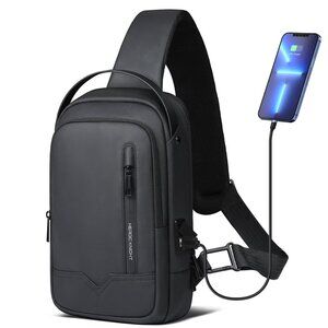 Heroic Knight Anti-Theft Crossbody Sling Bag USB Travel Backpack | Black | NWT